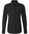 PR303 Premier Ladies Recyclight® Long Sleeve Poplin Shirt Black colour image